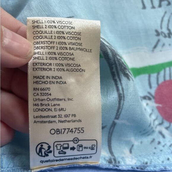 NWT Free People blue Hawaiian top button down spring summer tropical floral XL - Picture 11 of 12